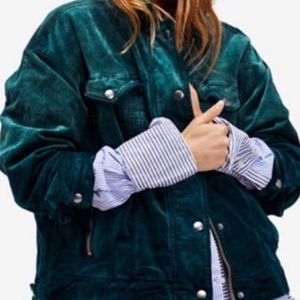 Oversized Free People Velvet Trucker Jacket